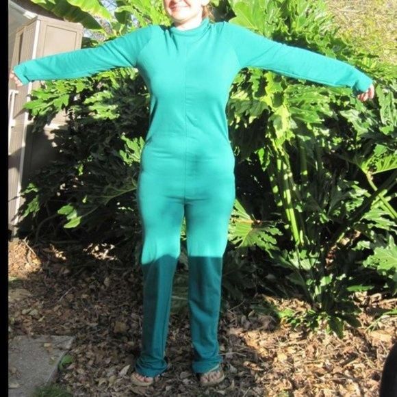 L Green Long Sleeve Long Legs Full Body Suit Jumpsuit Romper One Piece Unisex? - Picture 1 of 9